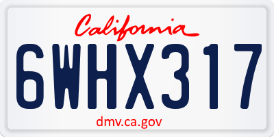 CA license plate 6WHX317