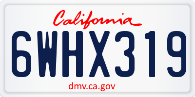 CA license plate 6WHX319