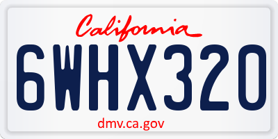 CA license plate 6WHX320