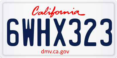 CA license plate 6WHX323