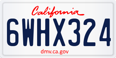 CA license plate 6WHX324