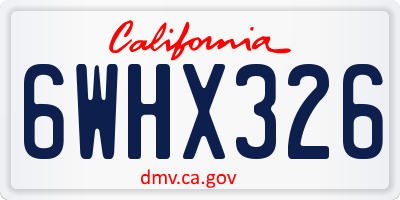 CA license plate 6WHX326