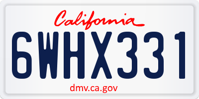 CA license plate 6WHX331