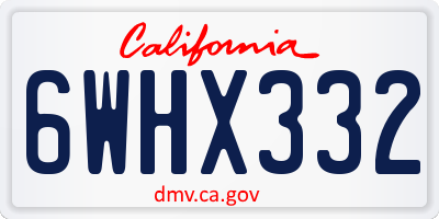 CA license plate 6WHX332