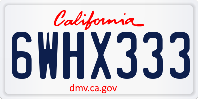 CA license plate 6WHX333