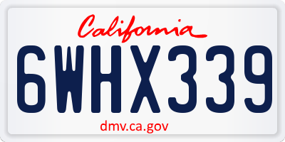 CA license plate 6WHX339