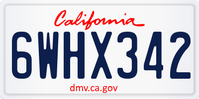 CA license plate 6WHX342