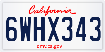 CA license plate 6WHX343