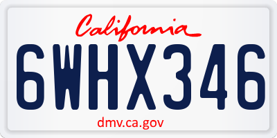 CA license plate 6WHX346