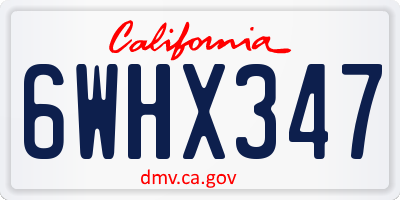 CA license plate 6WHX347