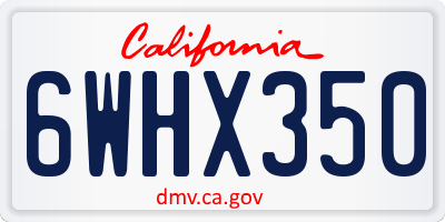 CA license plate 6WHX350