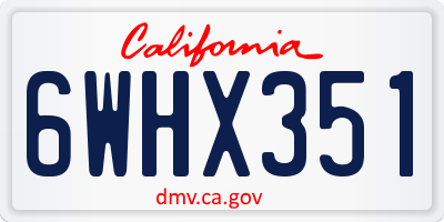 CA license plate 6WHX351