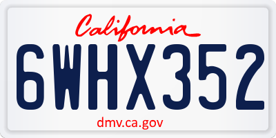 CA license plate 6WHX352