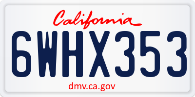 CA license plate 6WHX353