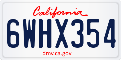 CA license plate 6WHX354