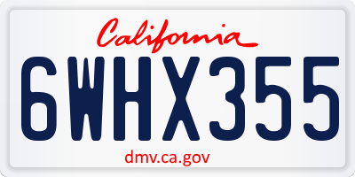 CA license plate 6WHX355