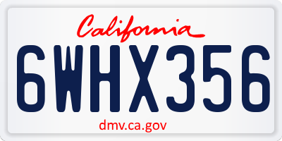 CA license plate 6WHX356