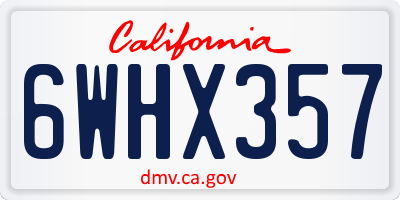 CA license plate 6WHX357