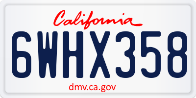 CA license plate 6WHX358