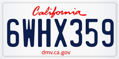 CA license plate 6WHX359
