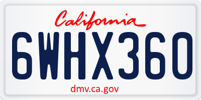 CA license plate 6WHX360