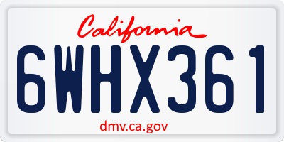 CA license plate 6WHX361