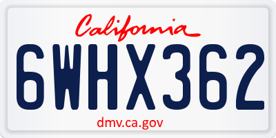 CA license plate 6WHX362