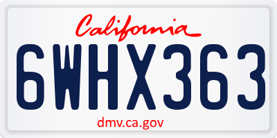 CA license plate 6WHX363