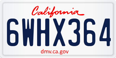CA license plate 6WHX364