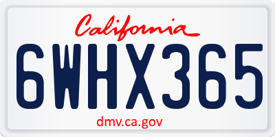 CA license plate 6WHX365