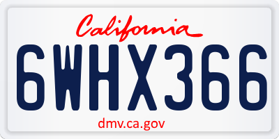 CA license plate 6WHX366