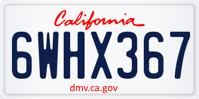 CA license plate 6WHX367