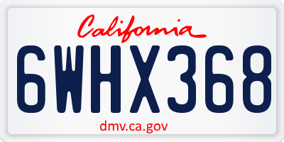 CA license plate 6WHX368