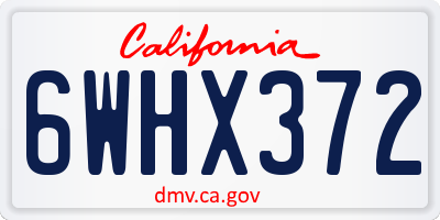 CA license plate 6WHX372