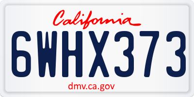 CA license plate 6WHX373