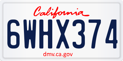 CA license plate 6WHX374