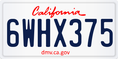 CA license plate 6WHX375