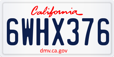 CA license plate 6WHX376