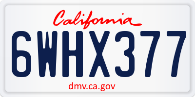 CA license plate 6WHX377