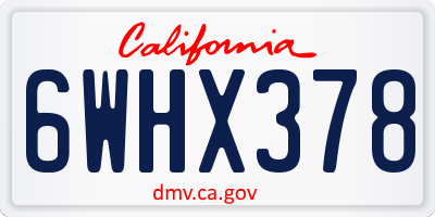 CA license plate 6WHX378