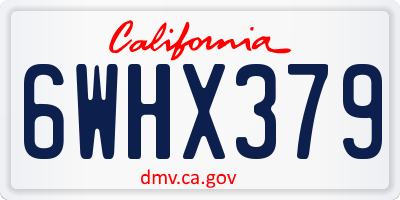 CA license plate 6WHX379