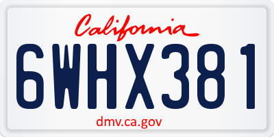 CA license plate 6WHX381