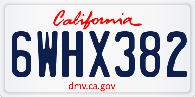 CA license plate 6WHX382