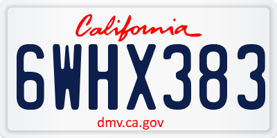 CA license plate 6WHX383