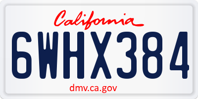 CA license plate 6WHX384