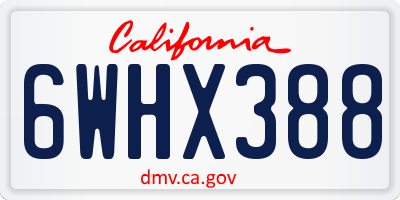 CA license plate 6WHX388