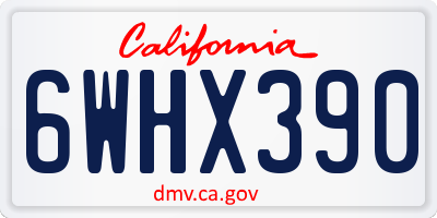 CA license plate 6WHX390