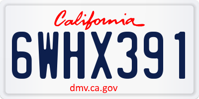 CA license plate 6WHX391