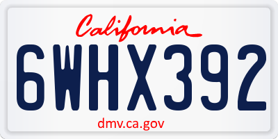 CA license plate 6WHX392