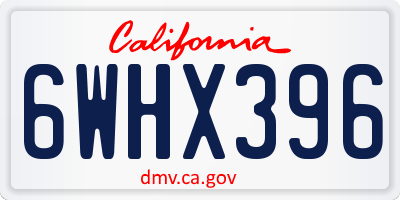 CA license plate 6WHX396